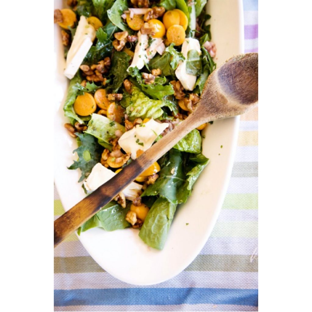 Gooseberry Walnut Salad with Camembert